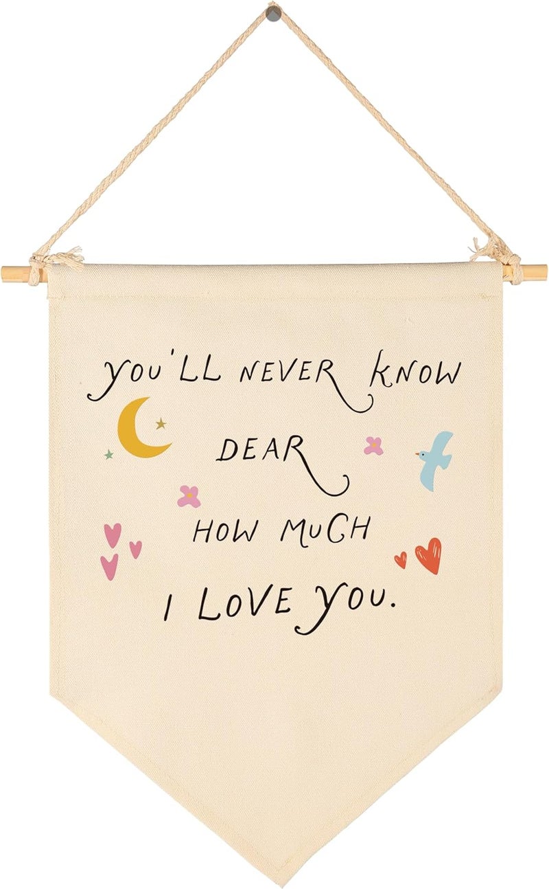 Sioial Nursery Playroom Reading Room Bedroom Door Above Crib Wall Decor Gifts for Boy Girl Kids-Baby,Shower Christmas Gift-Canvas Banner Pennant Prints Poster Flag Sign Wall Art-You'll Never Know Dear - Image 1